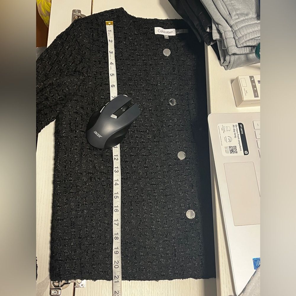 NWT Calvin Klein Black Tweed Textured Jacket Sz 6 - Picture 8 of 10